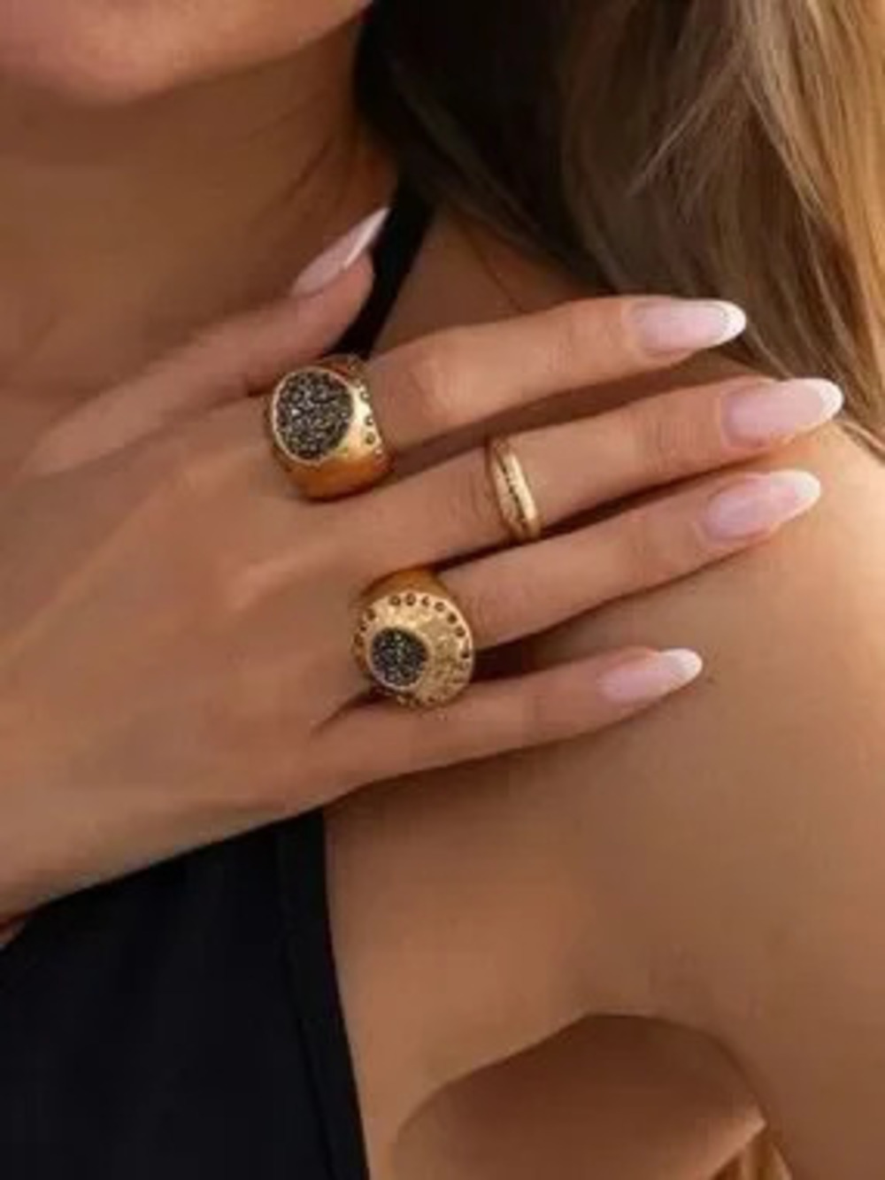 Obsidian Onyx Pav Luxury Gold Signet Ring